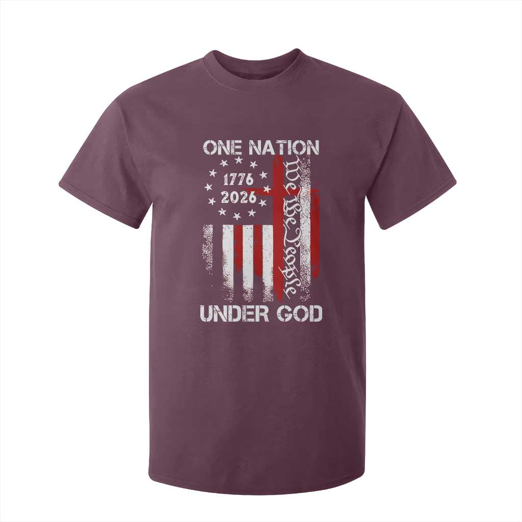 One Nation Under God 250 Years T Shirt For Kid 250th Anniversary USA TS11 Maroon Print Your Wear