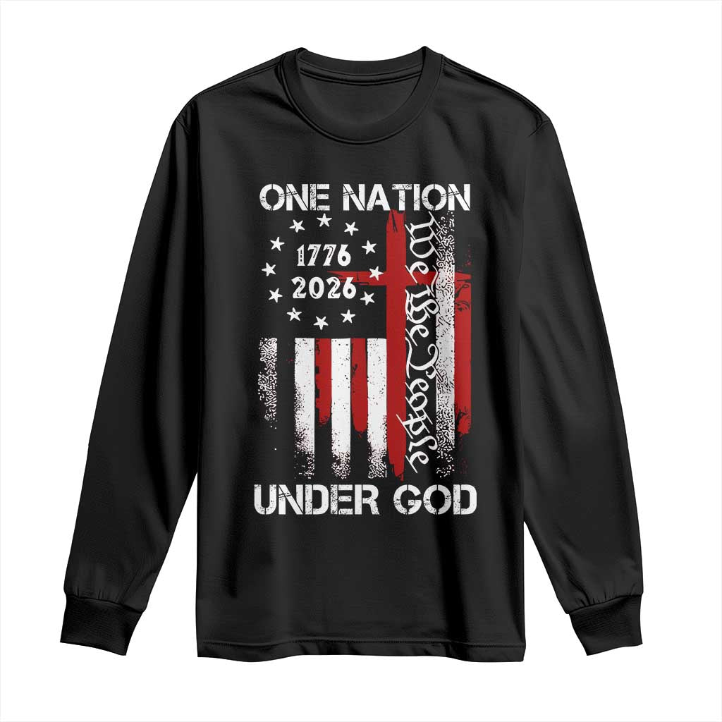 One Nation Under God 250 Years Long Sleeve Shirt 250th Anniversary USA TS11 Black Print Your Wear