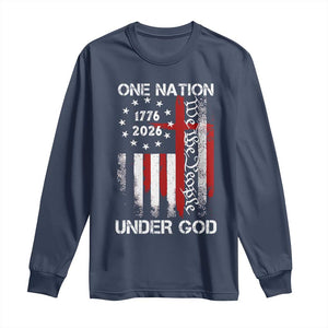 One Nation Under God 250 Years Long Sleeve Shirt 250th Anniversary USA TS11 Navy Print Your Wear