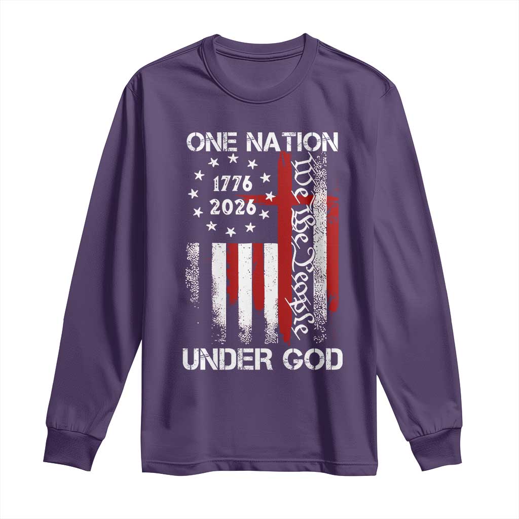 One Nation Under God 250 Years Long Sleeve Shirt 250th Anniversary USA TS11 Purple Print Your Wear