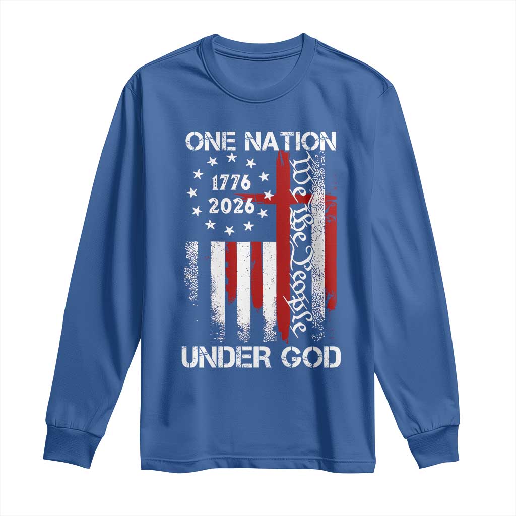 One Nation Under God 250 Years Long Sleeve Shirt 250th Anniversary USA TS11 Royal Blue Print Your Wear