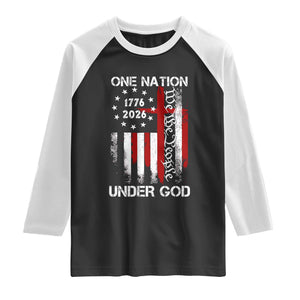 One Nation Under God 250 Years Raglan Shirt 250th Anniversary USA TS11 Black White Print Your Wear