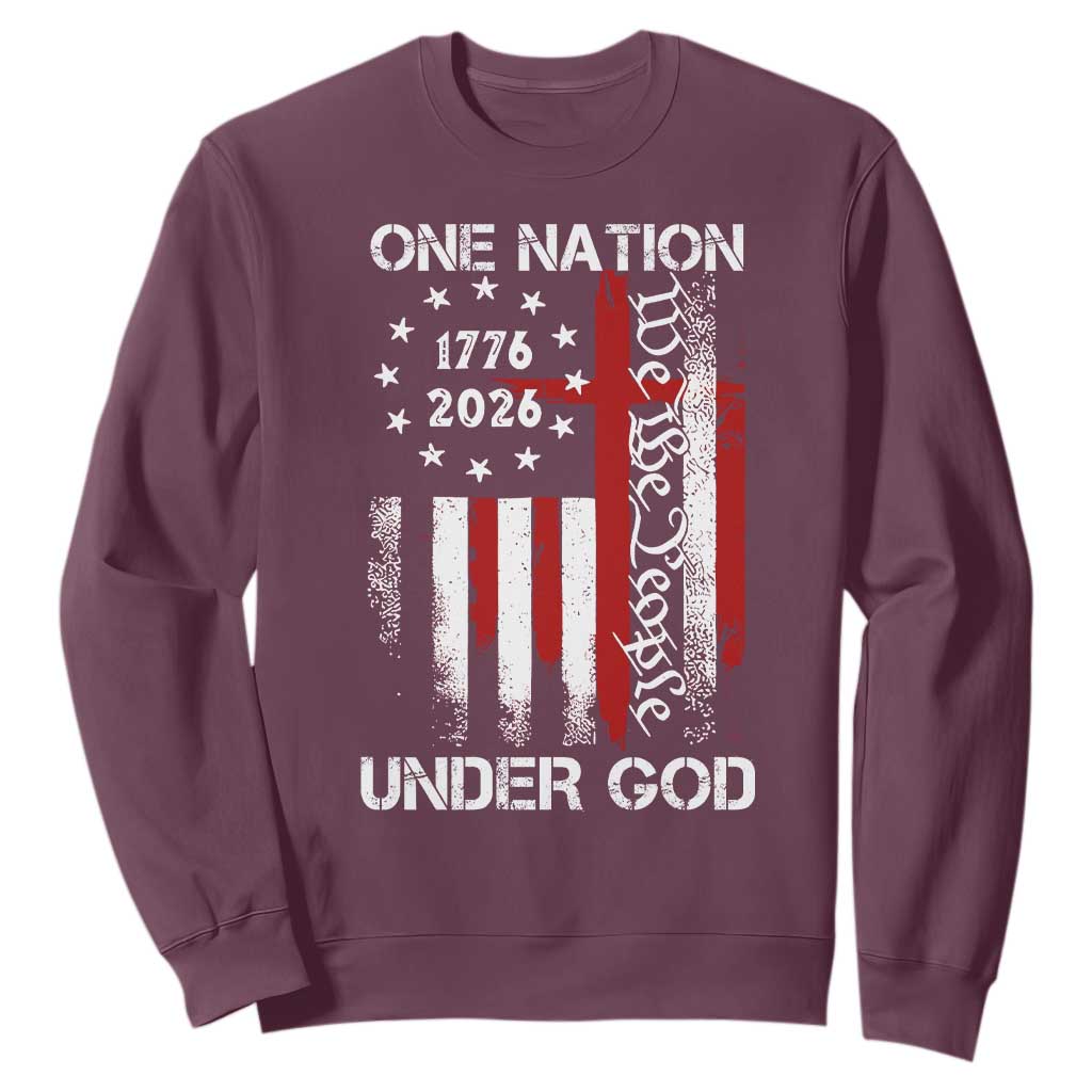 One Nation Under God 250 Years Sweatshirt 250th Anniversary USA TS11 Maroon Print Your Wear