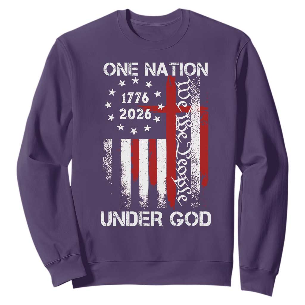 One Nation Under God 250 Years Sweatshirt 250th Anniversary USA TS11 Purple Print Your Wear
