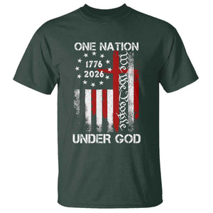 One Nation Under God 250 Years T Shirt 250th Anniversary USA TS11 Dark Forest Green Print Your Wear