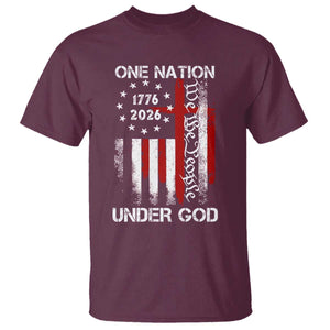 One Nation Under God 250 Years T Shirt 250th Anniversary USA TS11 Maroon Print Your Wear