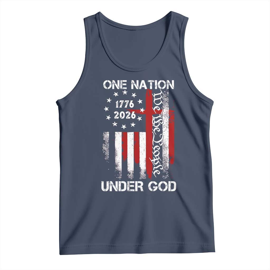 One Nation Under God 250 Years Tank Top 250th Anniversary USA TS11 Navy Print Your Wear