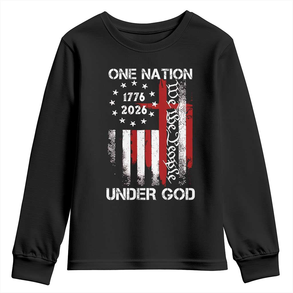 One Nation Under God 250 Years Youth Sweatshirt 250th Anniversary USA TS11 Black Print Your Wear