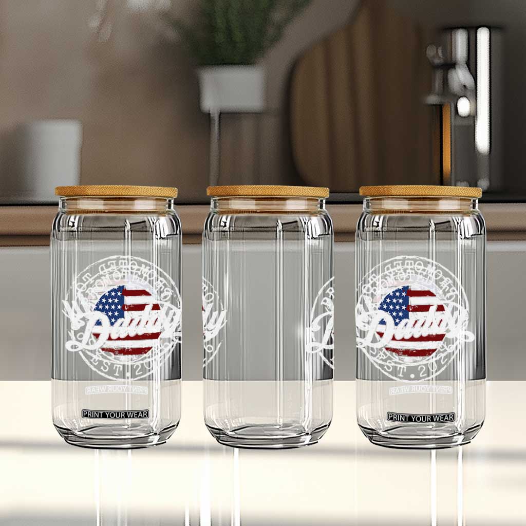 Promoted to Daddy 2026 Glass Can New Dad US Flag Fathers Day TS11 Print Your Wear