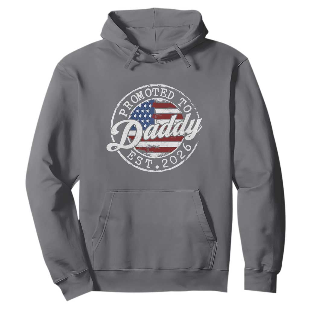 Promoted to Daddy 2026 Hoodie New Dad US Flag Fathers Day TS11 Charcoal Print Your Wear