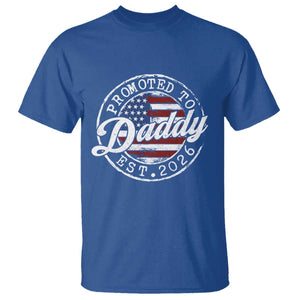Promoted to Daddy 2026 T Shirt New Dad US Flag Fathers Day TS11 Royal Blue Print Your Wear