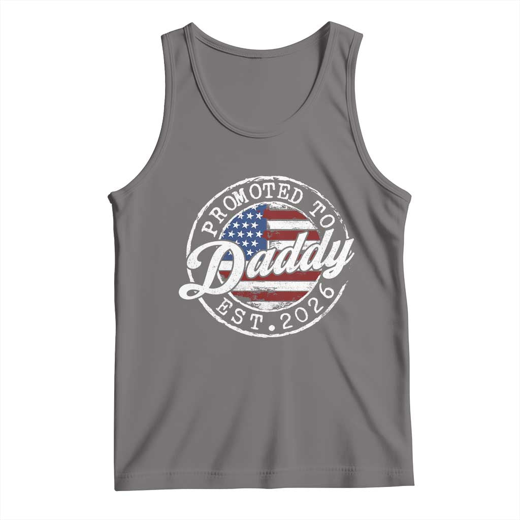 Promoted to Daddy 2026 Tank Top New Dad US Flag Fathers Day TS11 Deep Heather Print Your Wear