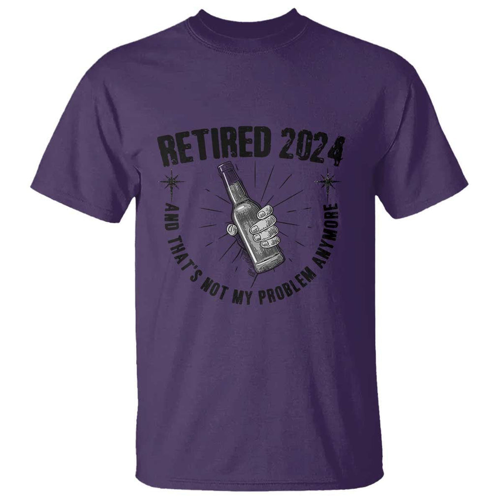 Funny Retirement T Shirt Retired 2024 Not My Problem Anymore Vintage Beer TS11 Purple Print Your Wear