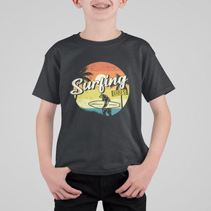 Surfing Lover T Shirt For Kid Surfing Vibes Retro Vintage Summer Vacation TS11 Black Print Your Wear
