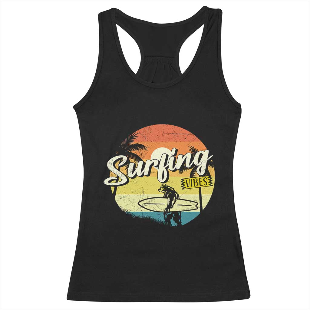 Surfing Lover Racerback Tank Top Surfing Vibes Retro Vintage Summer Vacation TS11 Black Print Your Wear