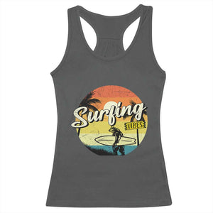 Surfing Lover Racerback Tank Top Surfing Vibes Retro Vintage Summer Vacation TS11 Dark Heather Print Your Wear