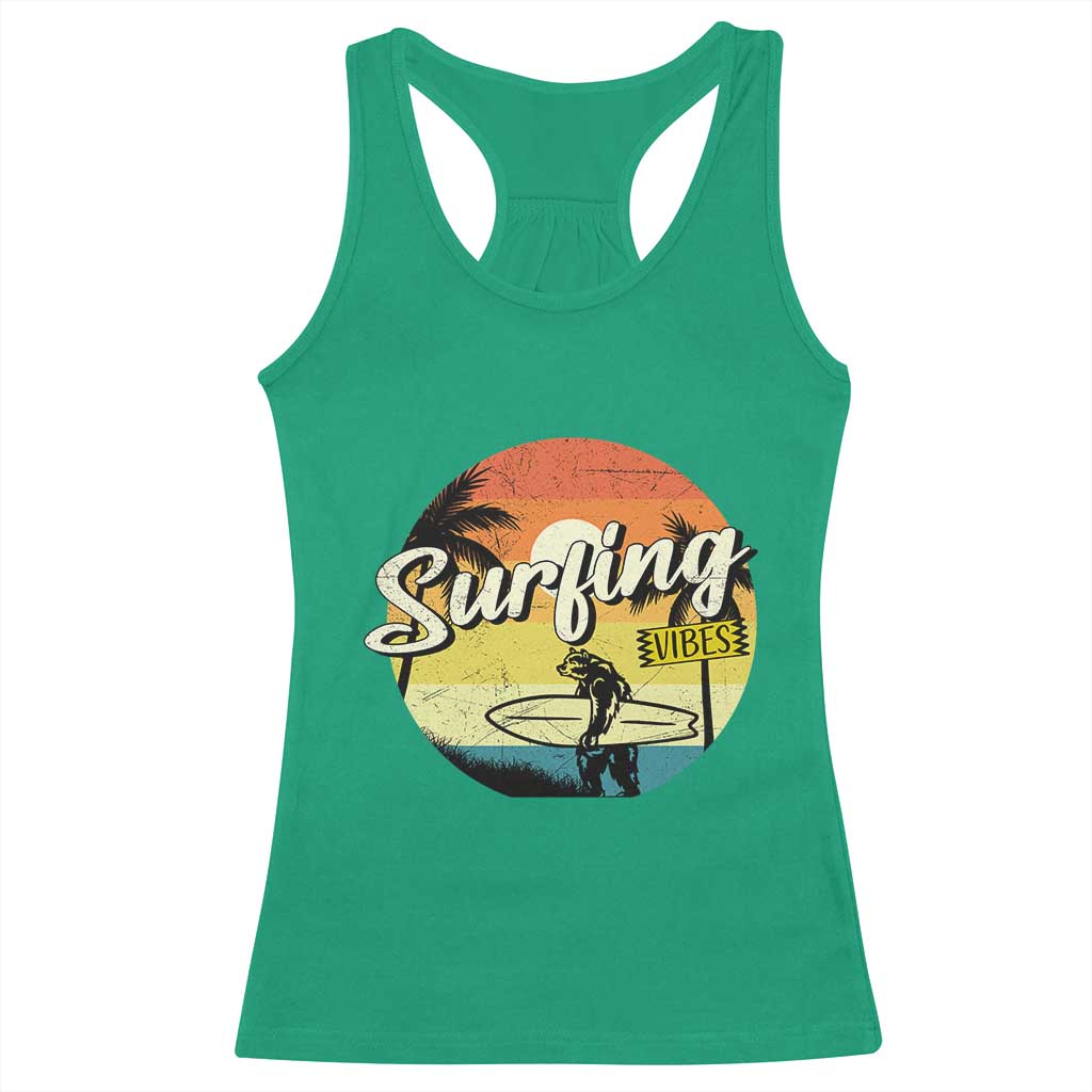 Surfing Lover Racerback Tank Top Surfing Vibes Retro Vintage Summer Vacation TS11 Irish Green Print Your Wear