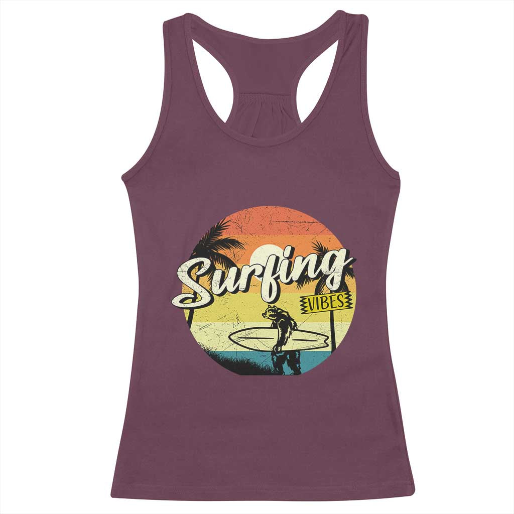 Surfing Lover Racerback Tank Top Surfing Vibes Retro Vintage Summer Vacation TS11 Maroon Print Your Wear