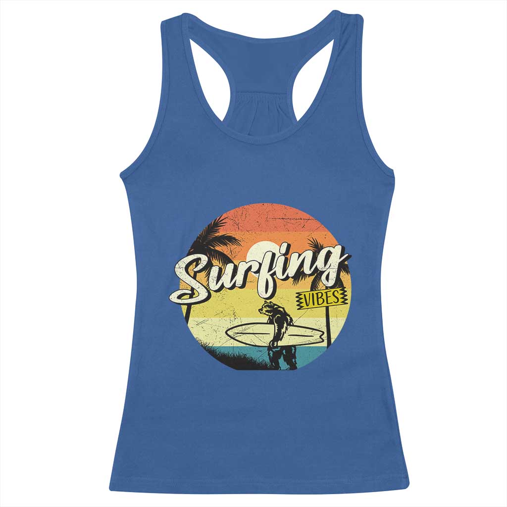 Surfing Lover Racerback Tank Top Surfing Vibes Retro Vintage Summer Vacation TS11 Royal Blue Print Your Wear