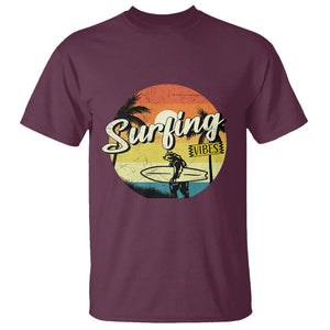 Surfing Lover T Shirt Surfing Vibes Retro Vintage Summer Vacation TS11 Maroon Print Your Wear