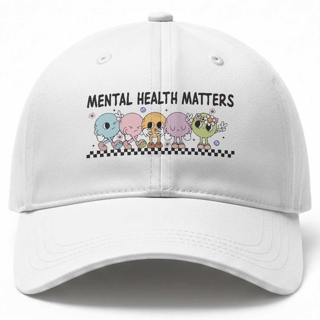 Mental Health Matters Baseball Cap Brain Illness Awareness Supporter Checkered Stripe