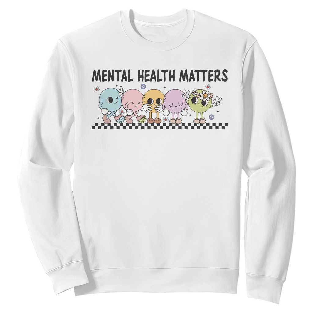 Mental Health Matters Sweatshirt Brain Illness Awareness Supporter Checkered Stripe