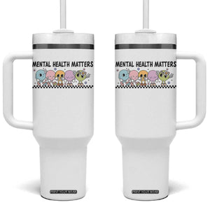 Mental Health Matters Tumbler With Handle Brain Illness Awareness Supporter Checkered Stripe
