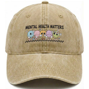 Mental Health Matters Washed Cotton Baseball Cap Brain Illness Awareness Supporter Checkered Stripe
