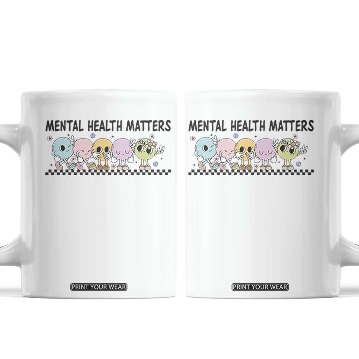 Mental Health Matters Coffee Mug Brain Illness Awareness Supporter Checkered Stripe