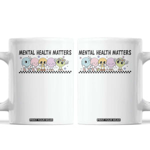 Mental Health Matters Coffee Mug Brain Illness Awareness Supporter Checkered Stripe
