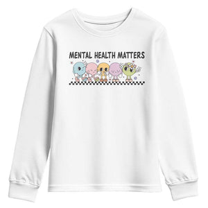 Mental Health Matters Youth Sweatshirt Brain Illness Awareness Supporter Checkered Stripe