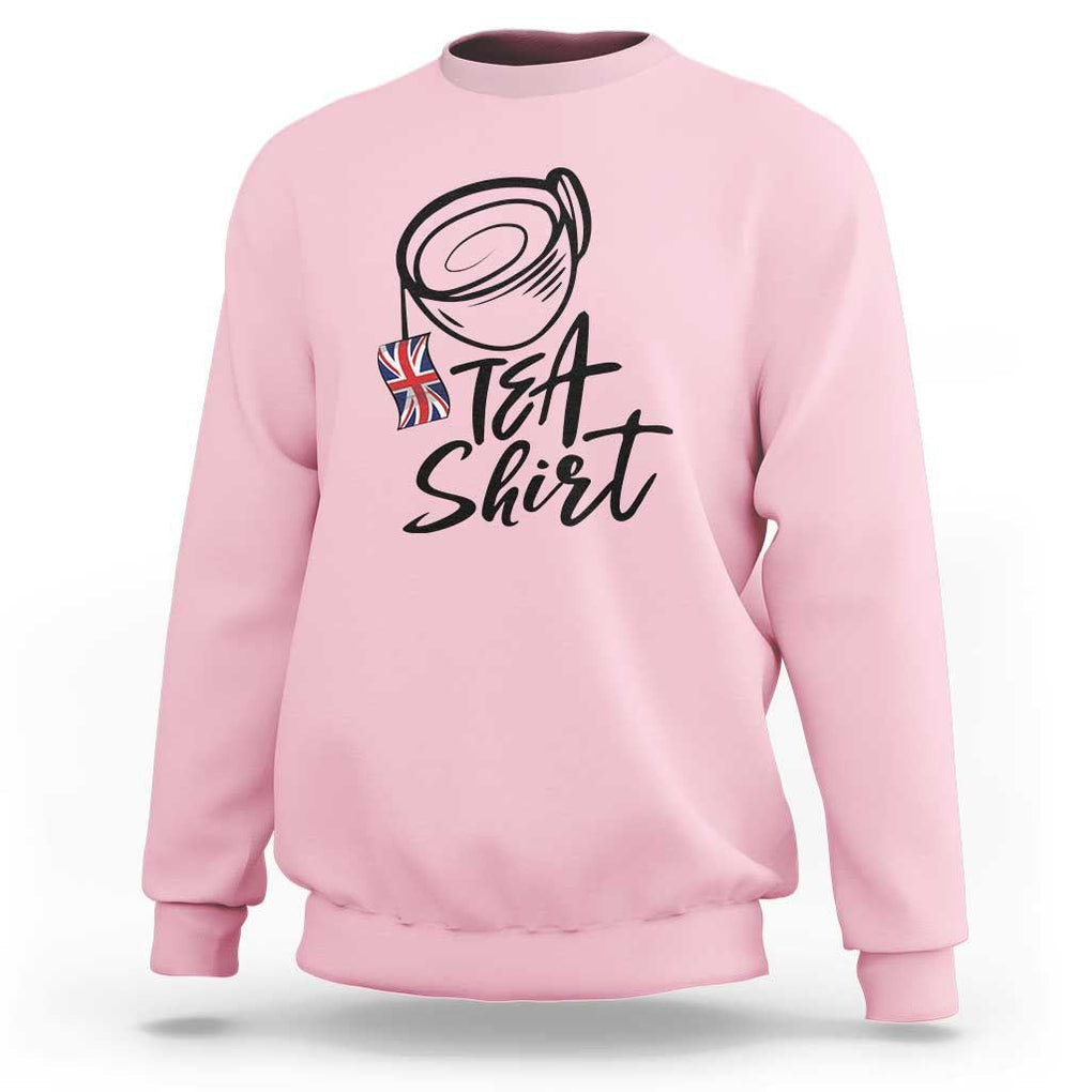 Funny British Tea Sweatshirt Quote UK Flag TS11 Light Pink Print Your Wear