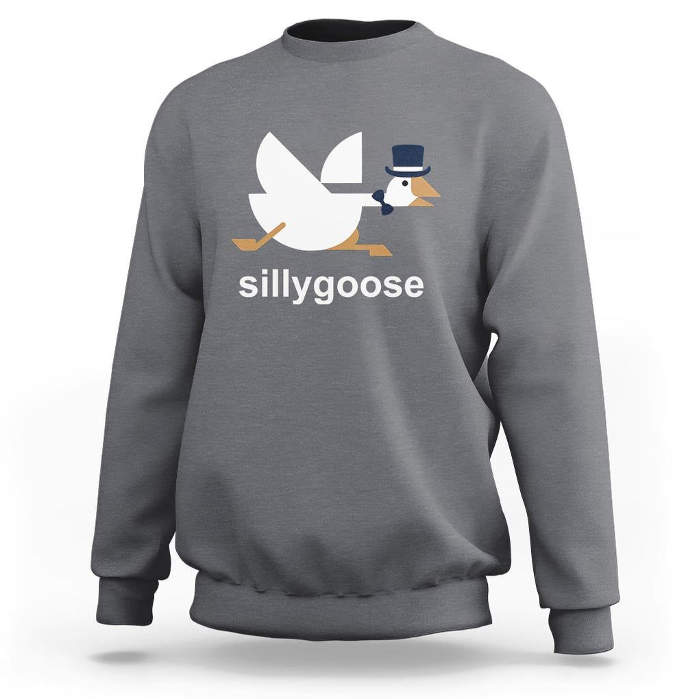Funny Goose Sweatshirt Cute Silly Goose Meme Aesthetic Trendy TS11 Charcoal Print Your Wear