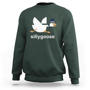 Funny Goose Sweatshirt Cute Silly Goose Meme Aesthetic Trendy TS11 Dark Forest Green Print Your Wear