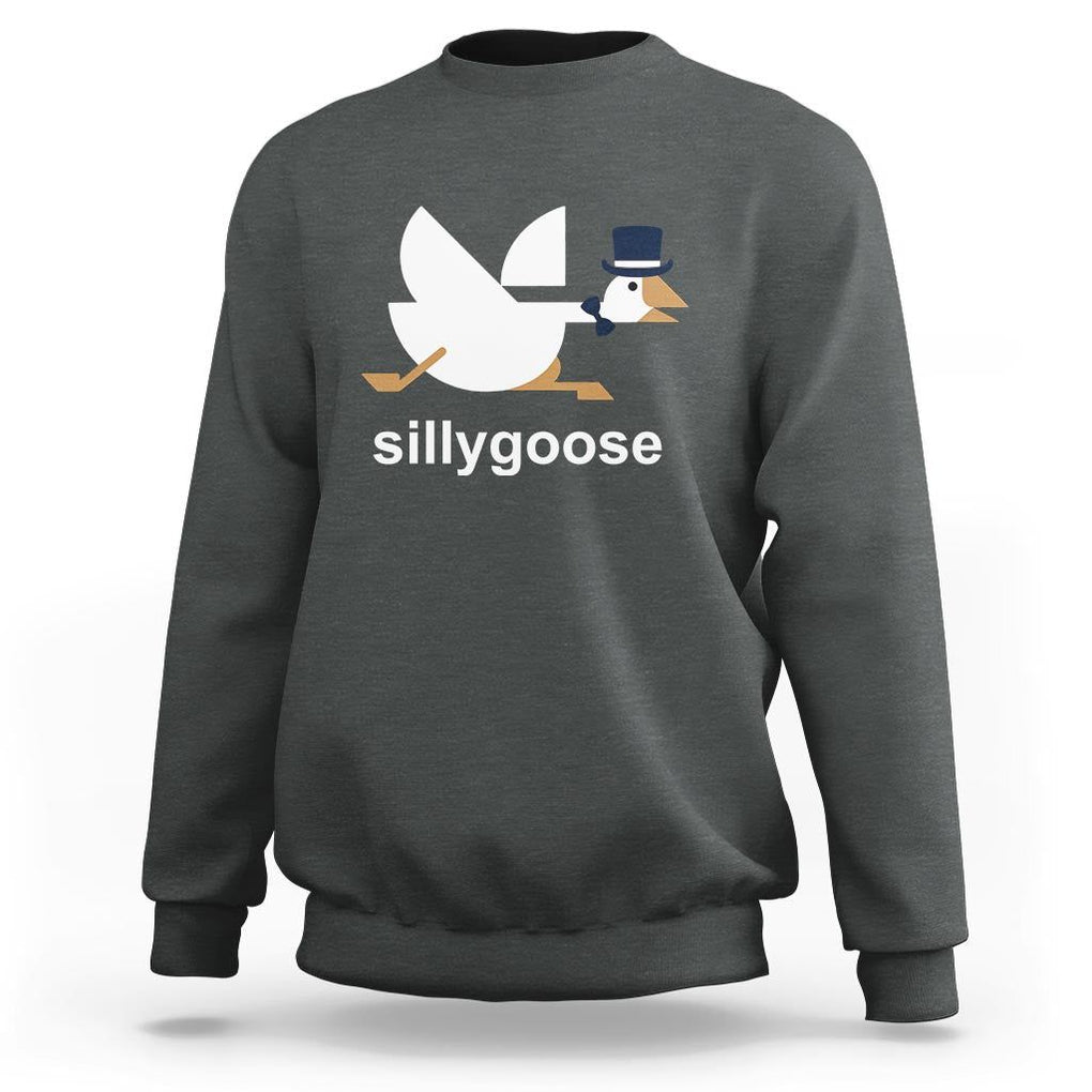 Funny Goose Sweatshirt Cute Silly Goose Meme Aesthetic Trendy TS11 Dark Heather Print Your Wear