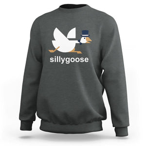 Funny Goose Sweatshirt Cute Silly Goose Meme Aesthetic Trendy TS11 Dark Heather Print Your Wear