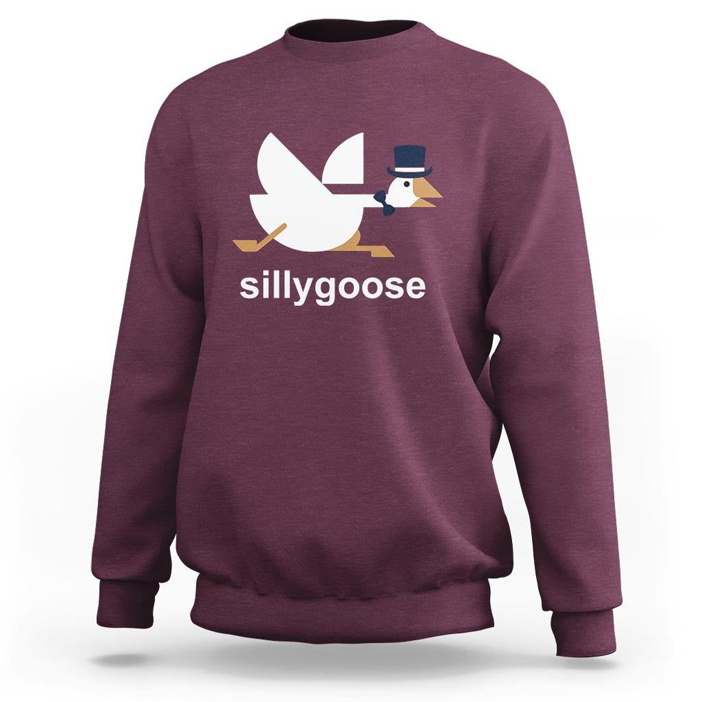 Funny Goose Sweatshirt Cute Silly Goose Meme Aesthetic Trendy TS11 Maroon Print Your Wear