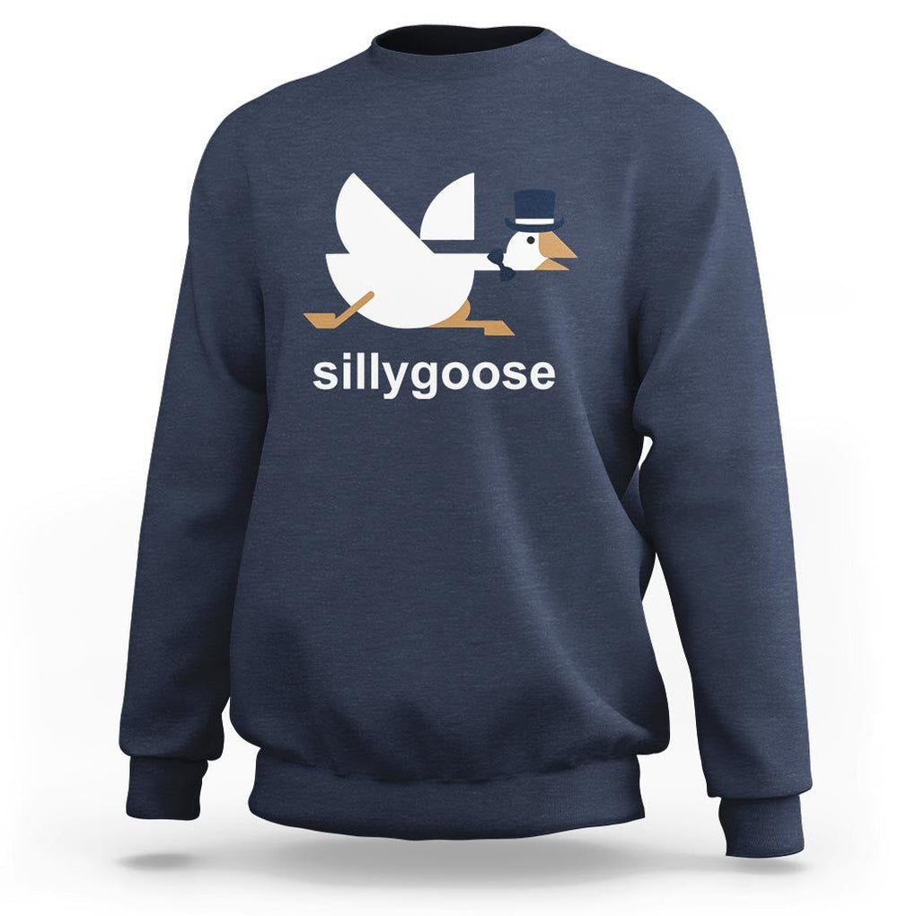 Funny Goose Sweatshirt Cute Silly Goose Meme Aesthetic Trendy TS11 Navy Print Your Wear