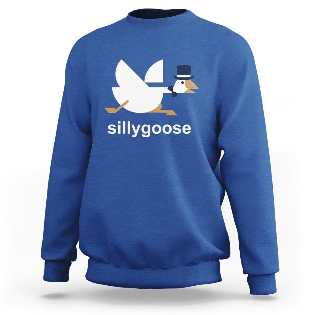 Funny Goose Sweatshirt Cute Silly Goose Meme Aesthetic Trendy TS11 Royal Blue Print Your Wear