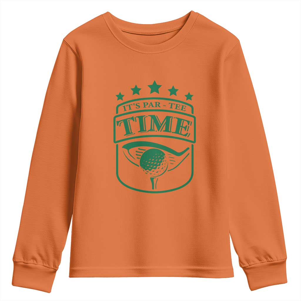 Funny Golf Lover Youth Sweatshirt Let's Par - Tee Golfing Pun TS11 Orange Print Your Wear