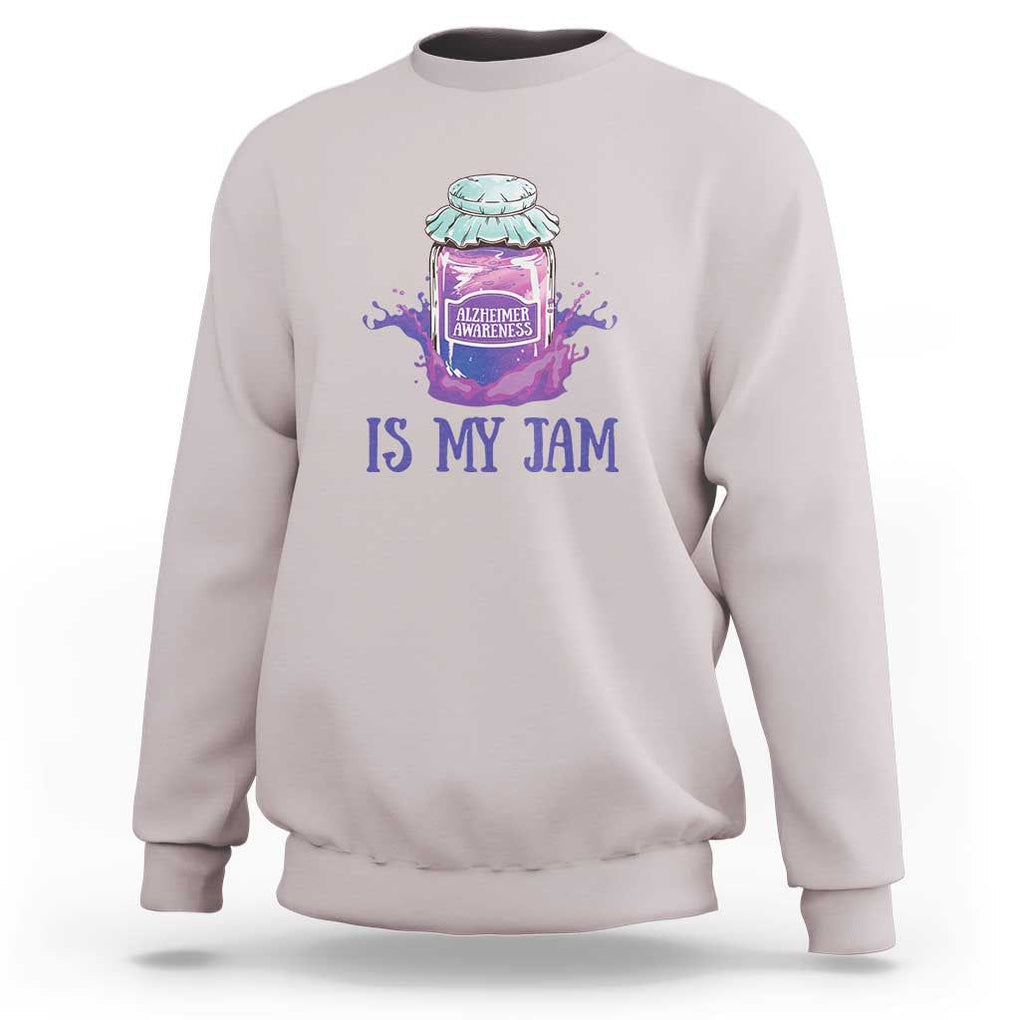 Alzheimer Is My Jam Sweatshirt Awareness Support Funny Saying Quotes Grape Jar TS11 Ice Gray Print Your Wear