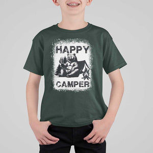 Camping Lover T Shirt For Kid Happy Camper Funny Bear Campfire Beer TS11 Dark Forest Green Print Your Wear