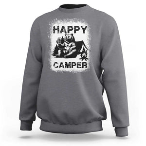 Camping Lover Sweatshirt Happy Camper Funny Bear Campfire Beer TS11 Charcoal Print Your Wear