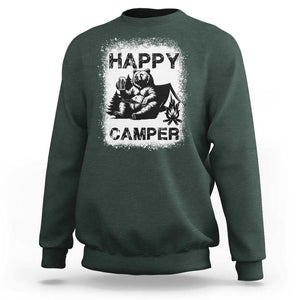 Camping Lover Sweatshirt Happy Camper Funny Bear Campfire Beer TS11 Dark Forest Green Print Your Wear