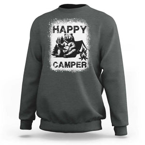 Camping Lover Sweatshirt Happy Camper Funny Bear Campfire Beer TS11 Dark Heather Print Your Wear