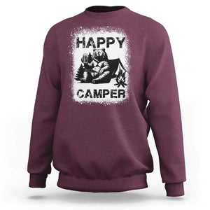 Camping Lover Sweatshirt Happy Camper Funny Bear Campfire Beer TS11 Maroon Print Your Wear