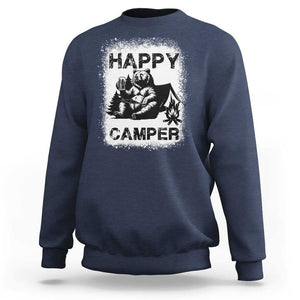 Camping Lover Sweatshirt Happy Camper Funny Bear Campfire Beer TS11 Navy Print Your Wear