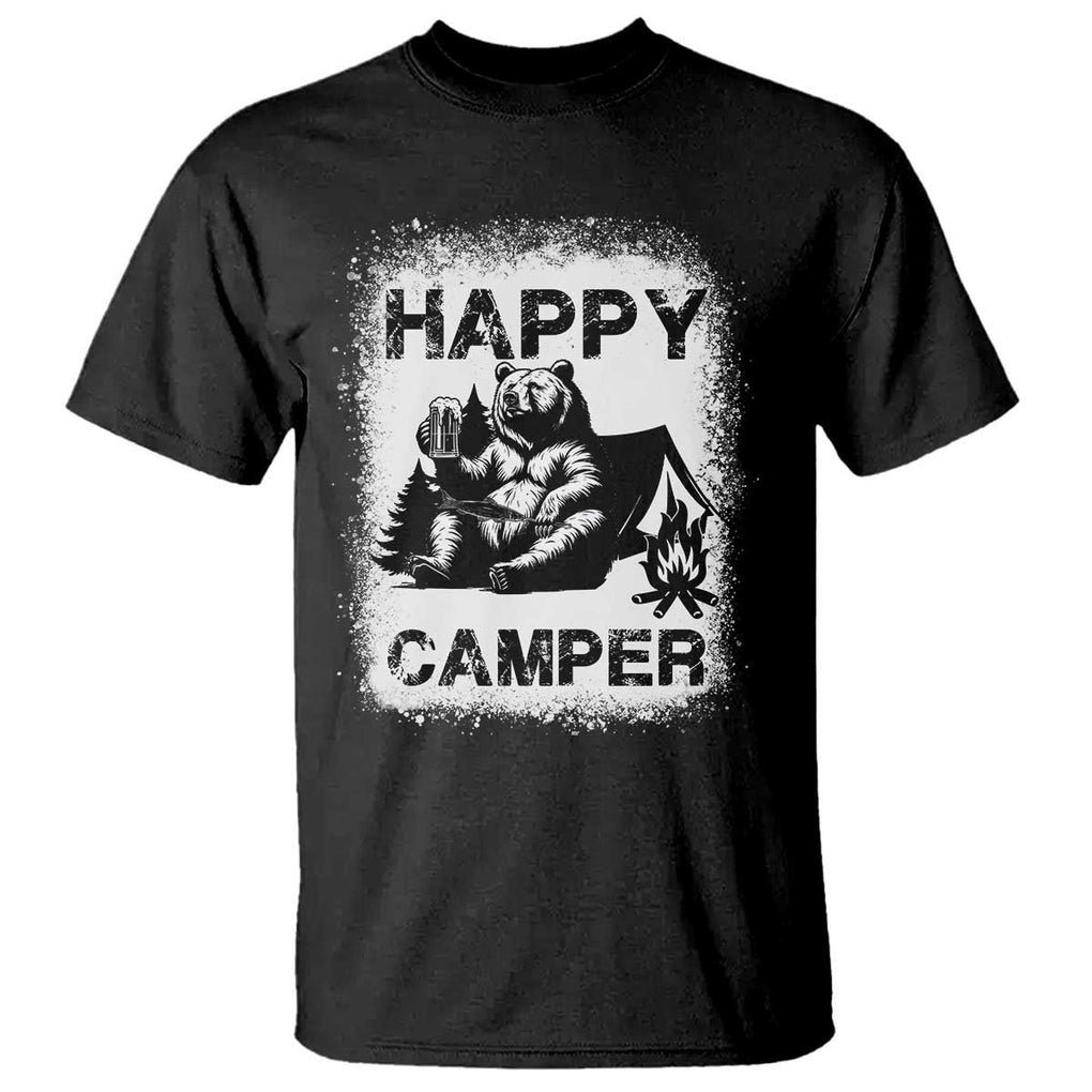 Camping Lover T Shirt Happy Camper Funny Bear Campfire Beer TS11 Black Print Your Wear