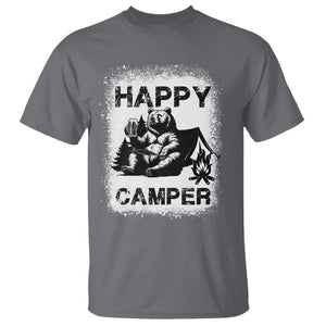 Camping Lover T Shirt Happy Camper Funny Bear Campfire Beer TS11 Charcoal Print Your Wear