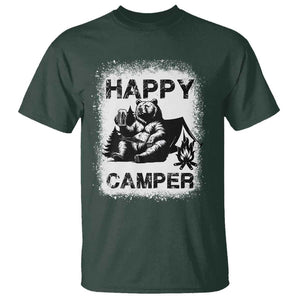 Camping Lover T Shirt Happy Camper Funny Bear Campfire Beer TS11 Dark Forest Green Print Your Wear